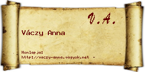 Váczy Anna névjegykártya