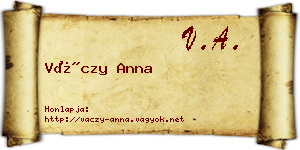 Váczy Anna névjegykártya