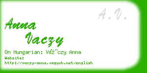 anna vaczy business card